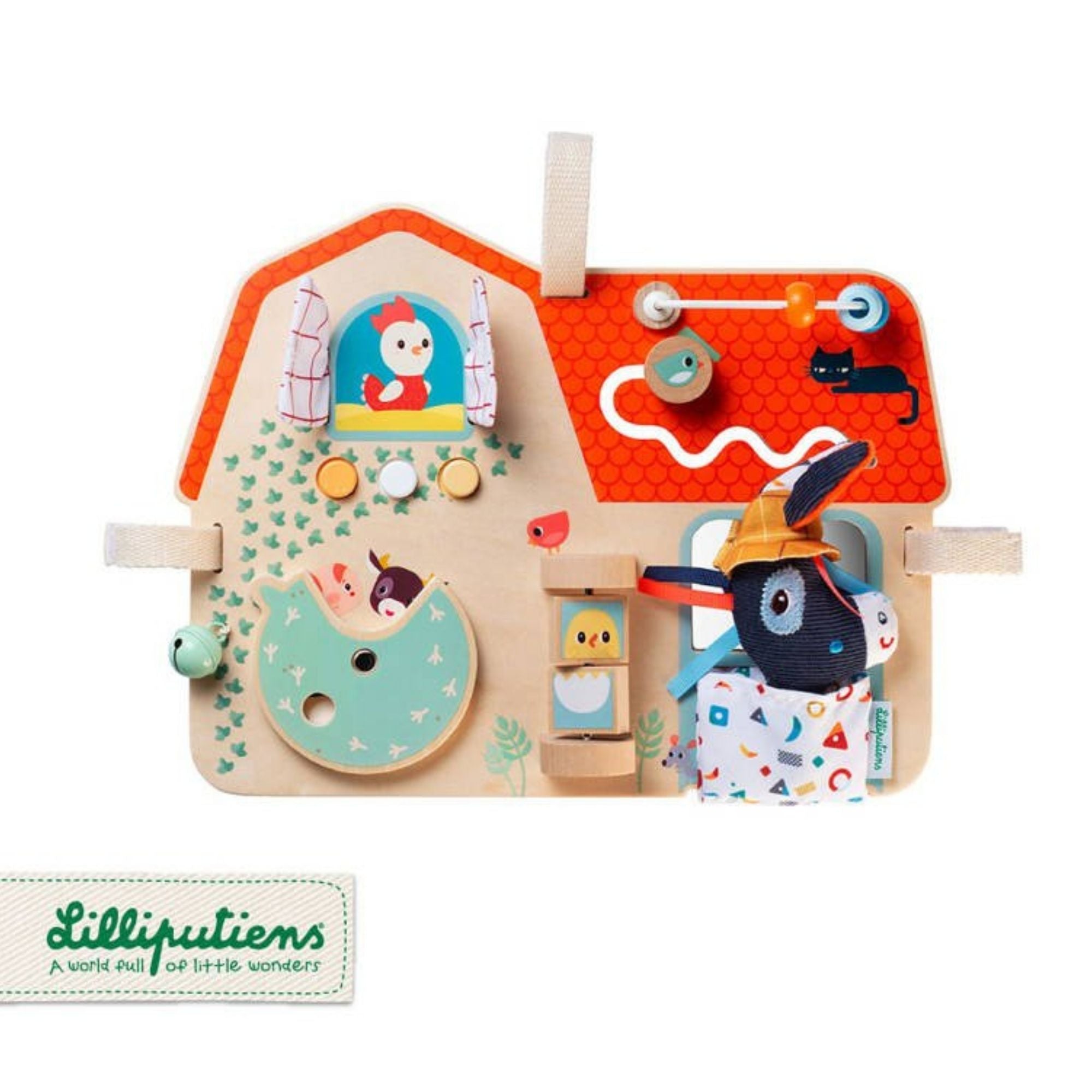 Lilliputiens Drewniana tablica manipulacyjna Farma 9 m+ - 4kidspoint.pl