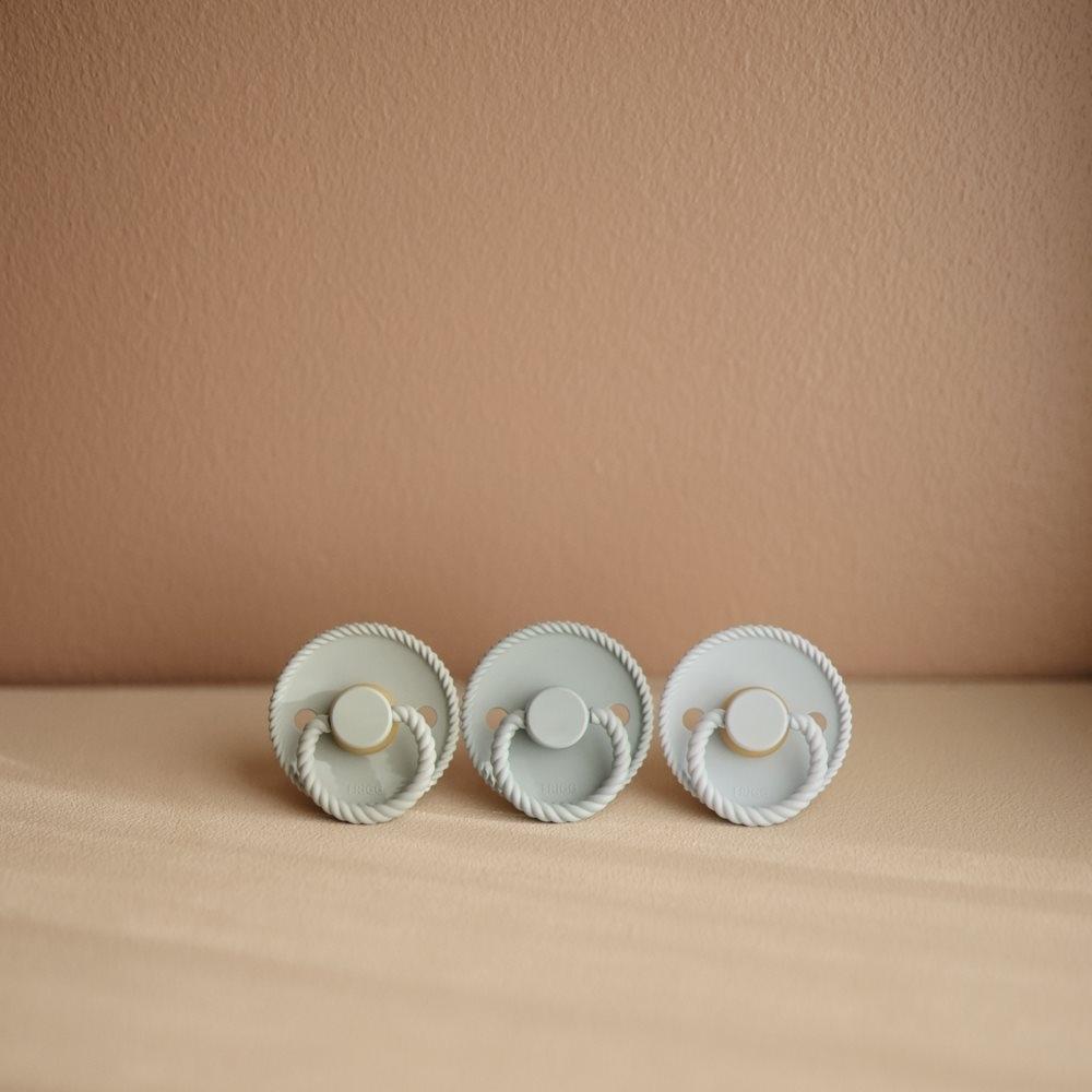Frigg Smoczek dla niemowlaka silikonowy okrągły Rope French Gray 0+