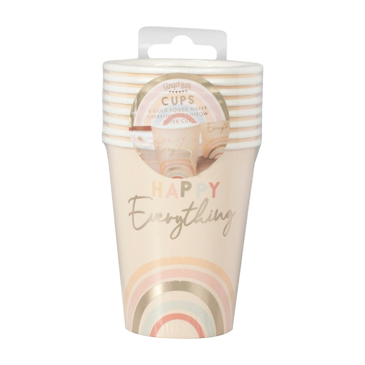 Gingerray Kubki papierowe Happy Everything Natural Rainbow Birthday Party Cups