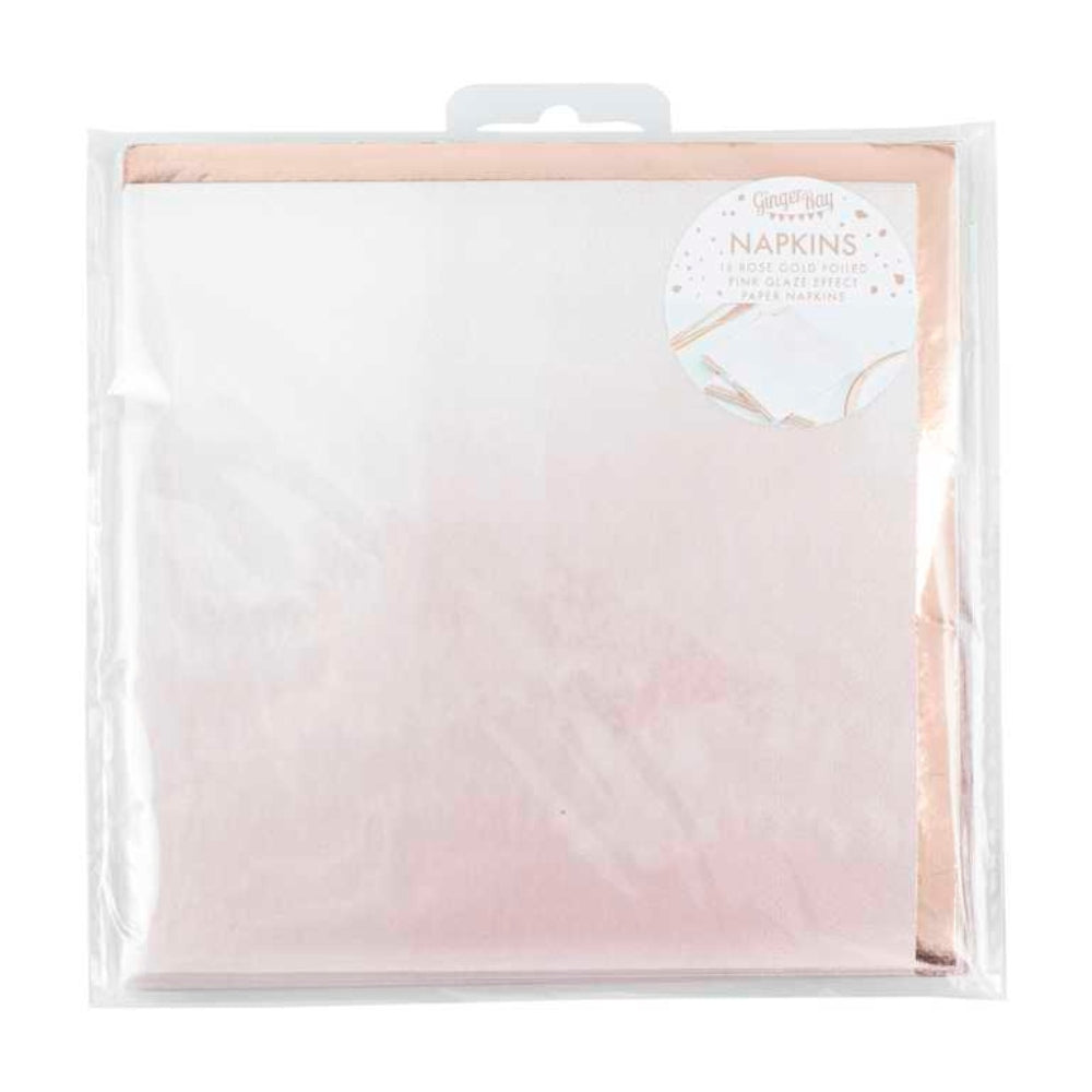 Gingerray Serwetki papierowe Reactive Glaze Pink watercolour and Rose Gold