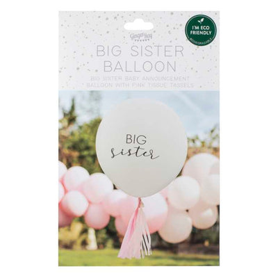 Gingerray balon lateksowy Big Sister Balloon with Pink Tassels