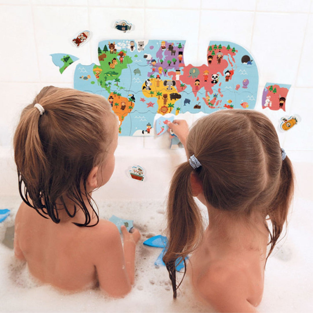 Janod Puzzle dla dziecka do kąpieli Mapa świata 28 elementów 3 lata + - 4kidspoint.pl