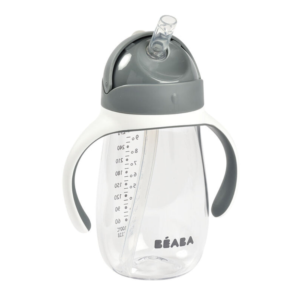 Beaba Butelka Kubek niekapek tritanowa ze słomką 300 ml Mineral grey