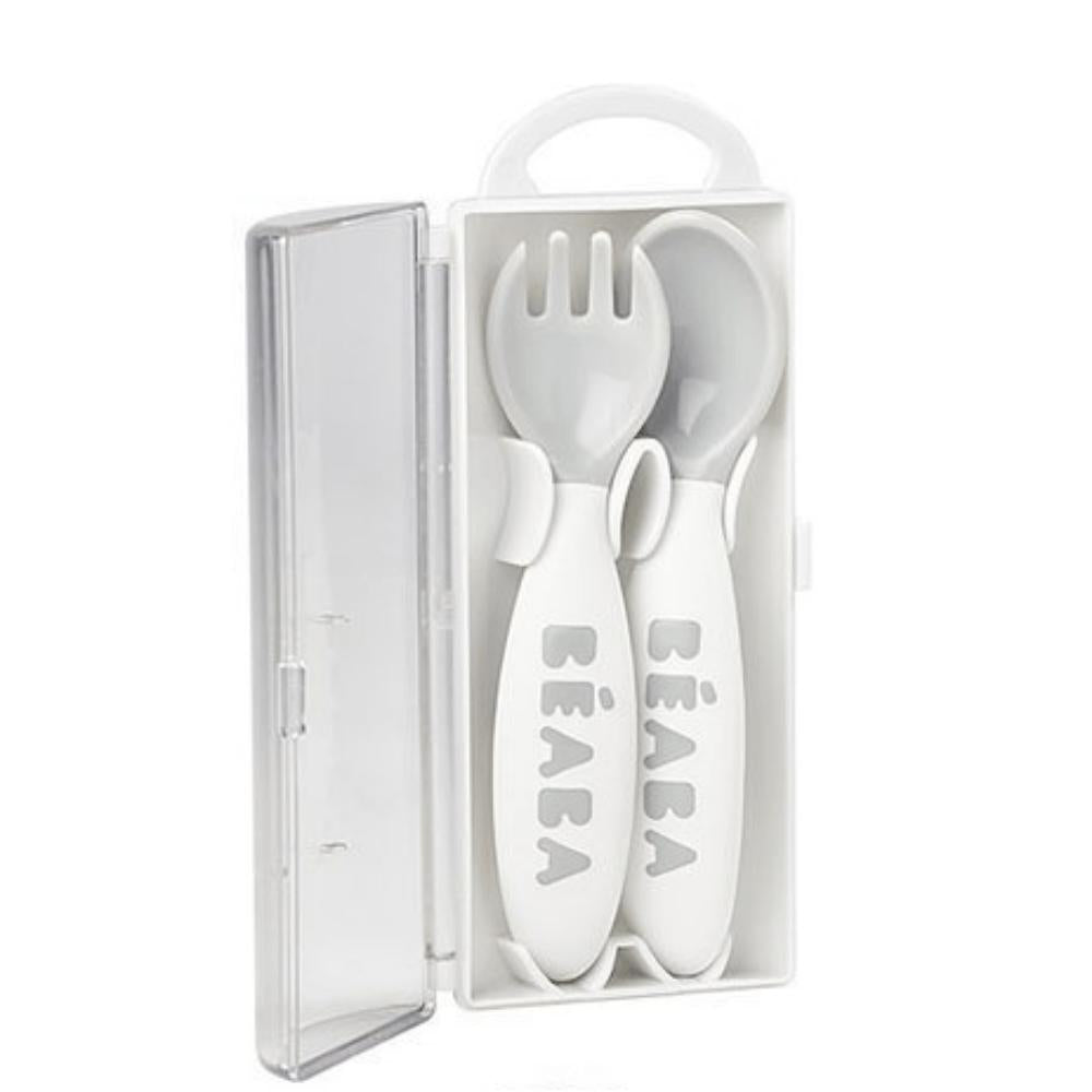 Beaba Sztućce dla dzieci plastikowe w etui grey