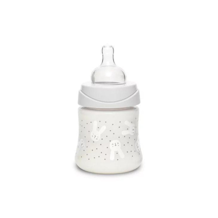 Suavinex Hygge Baby Premium Butelka 150ml smoczek okrągły silikonowy o wolnym przepływie Kotek szary  0+