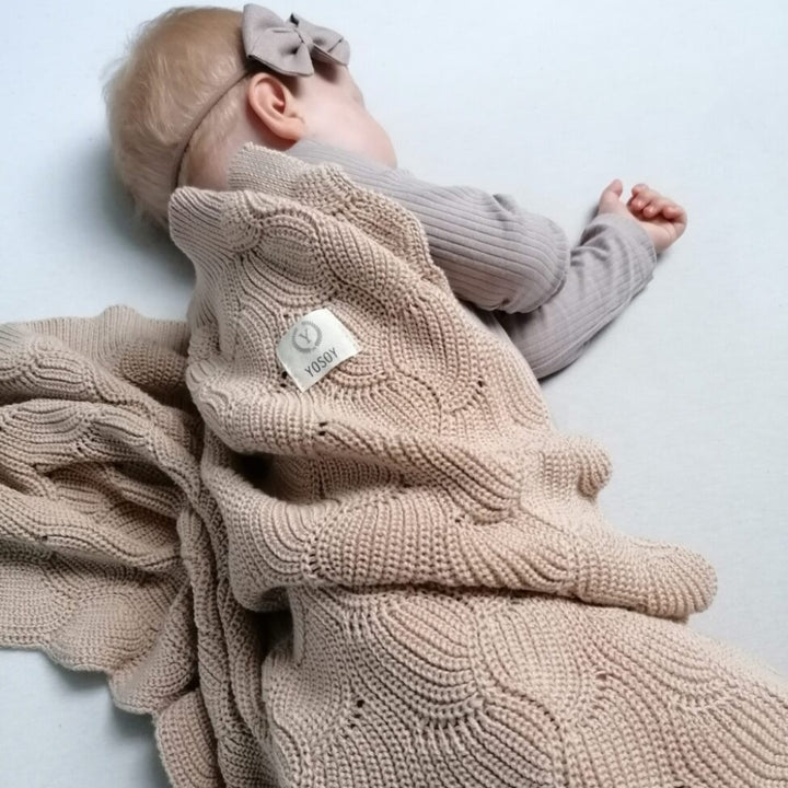 YOSOY Kocyk dla niemowlaka WAVES eco cotton beige