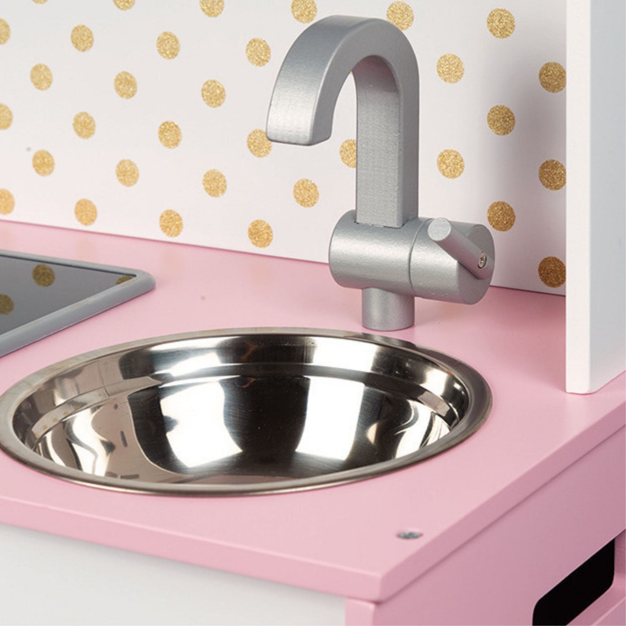 Janod Drewniana kuchnia dla dzieci z dźwiękiem i akcesoriami Candy Chic