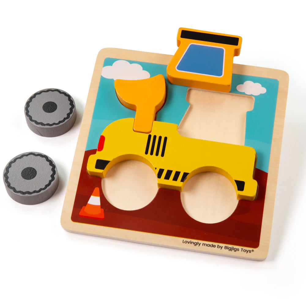 Bigjigs toys Drewniane Puzzle dla dzieci Koparka