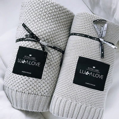 Lullalove Kocyk bambusowy Makaronik 80x100 cm Szara chmurka