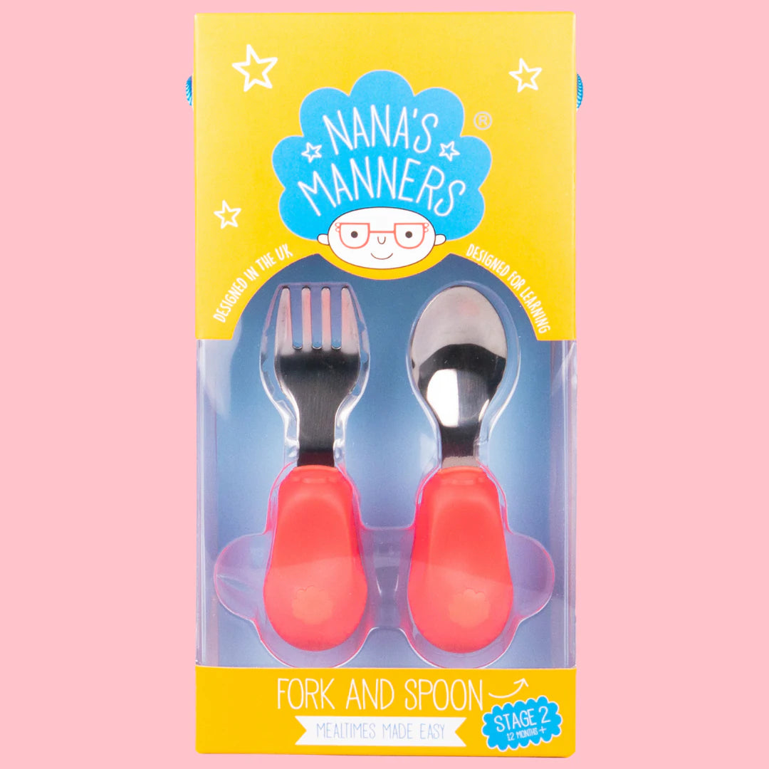 Nana's Manners Ergonomiczne Sztućce dla dzieci Pink 1-3 lat