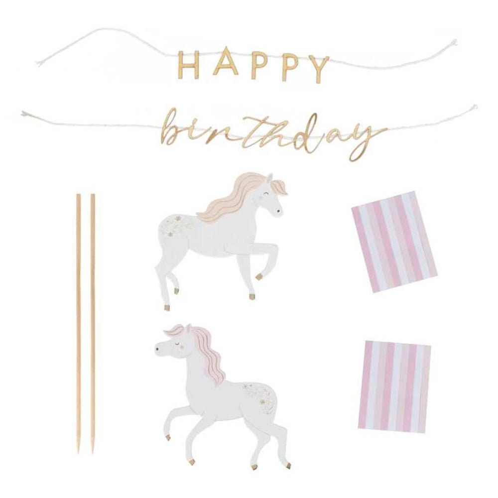 Gingerray Topper na tort urodzinowy Princess Unicorn Happy Birthday
