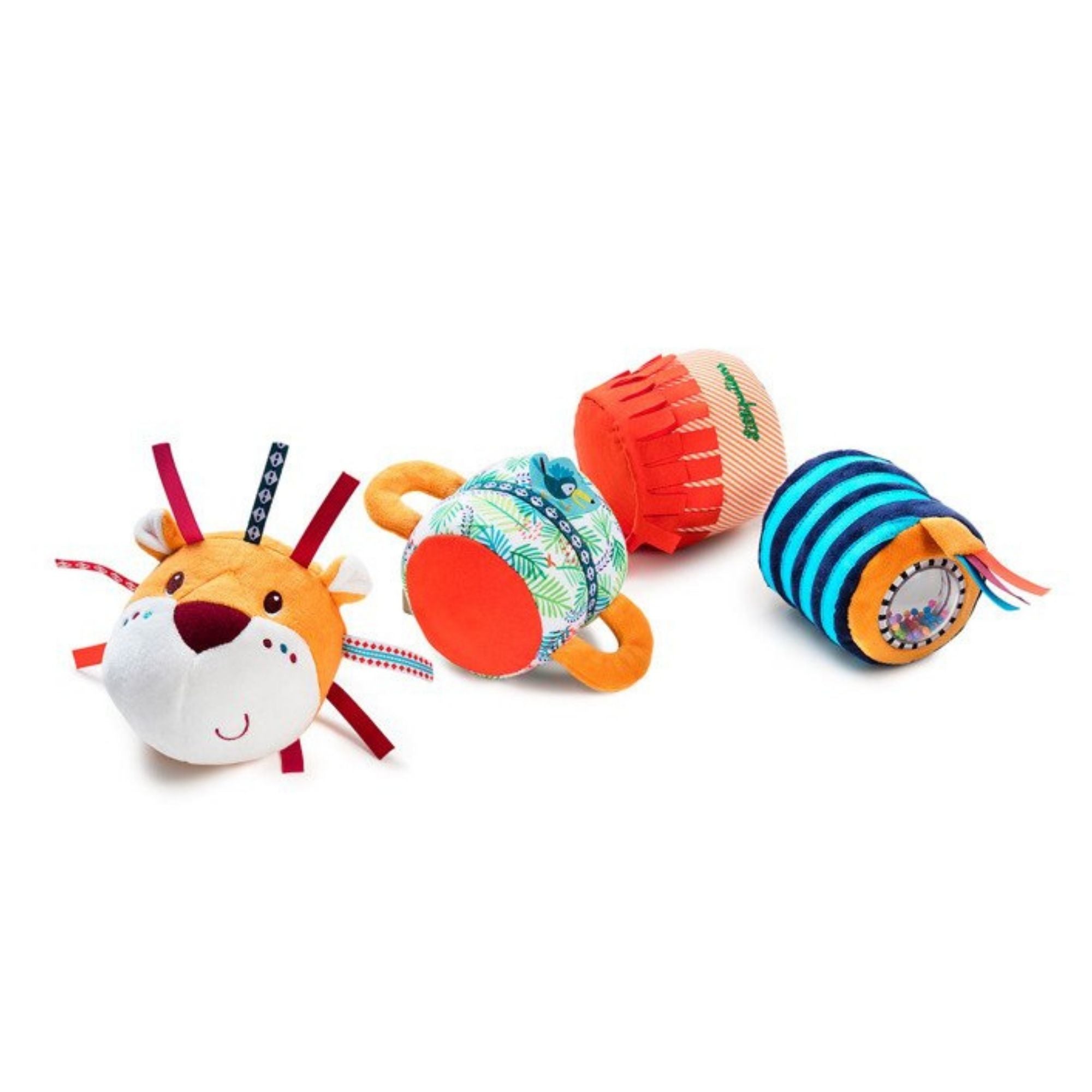 Lilliputiens Zabawka sensoryczna Wałek dźwiękowy Lew Jack 4-el. - 4kidspoint.pl