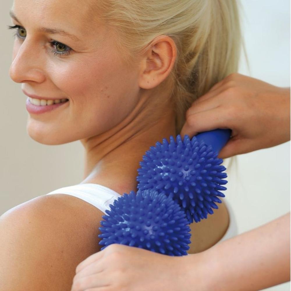 Sissel masażer Spiky Twin Roller z wypustkami niebieski