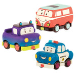 B.Toys Trzy miękkie autka z napędem - Radiowóz, Bus, Pickup