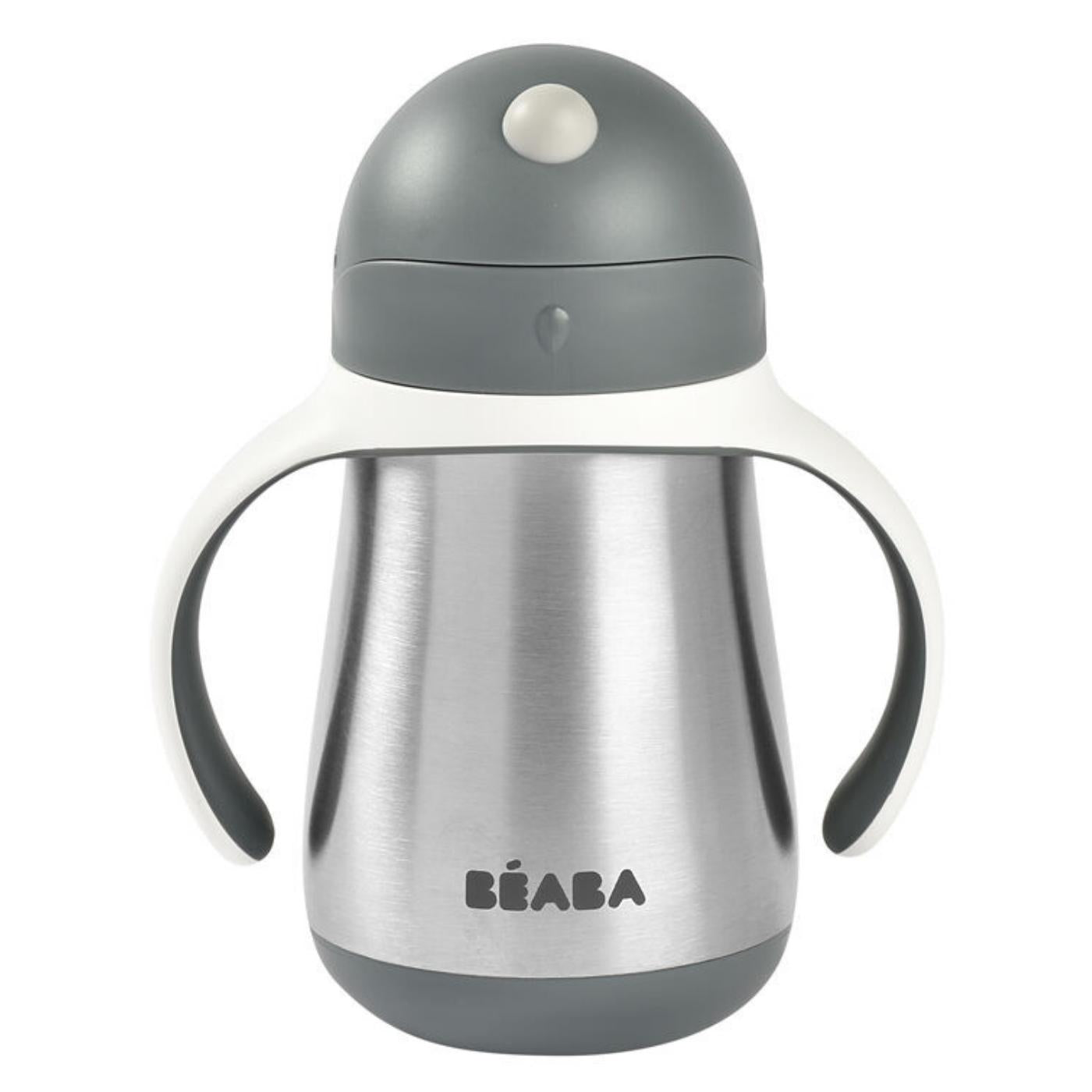 Beaba Butelka kubek niekapek stalowa ze słomką 250 ml Mineral Grey
