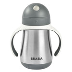 Beaba Butelka kubek niekapek stalowa ze słomką 250 ml Mineral Grey