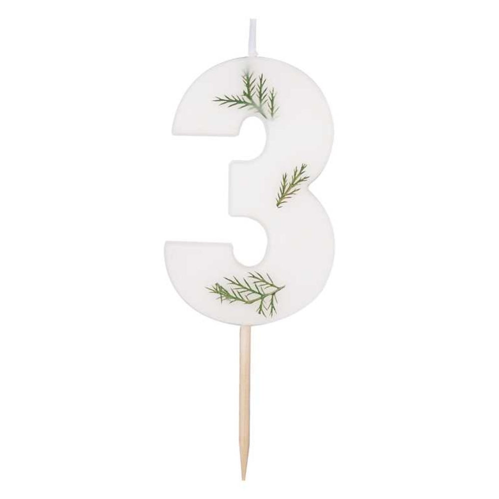Gingerray świeczka na tort Leaf Foliage Number 3 Birthday Candle