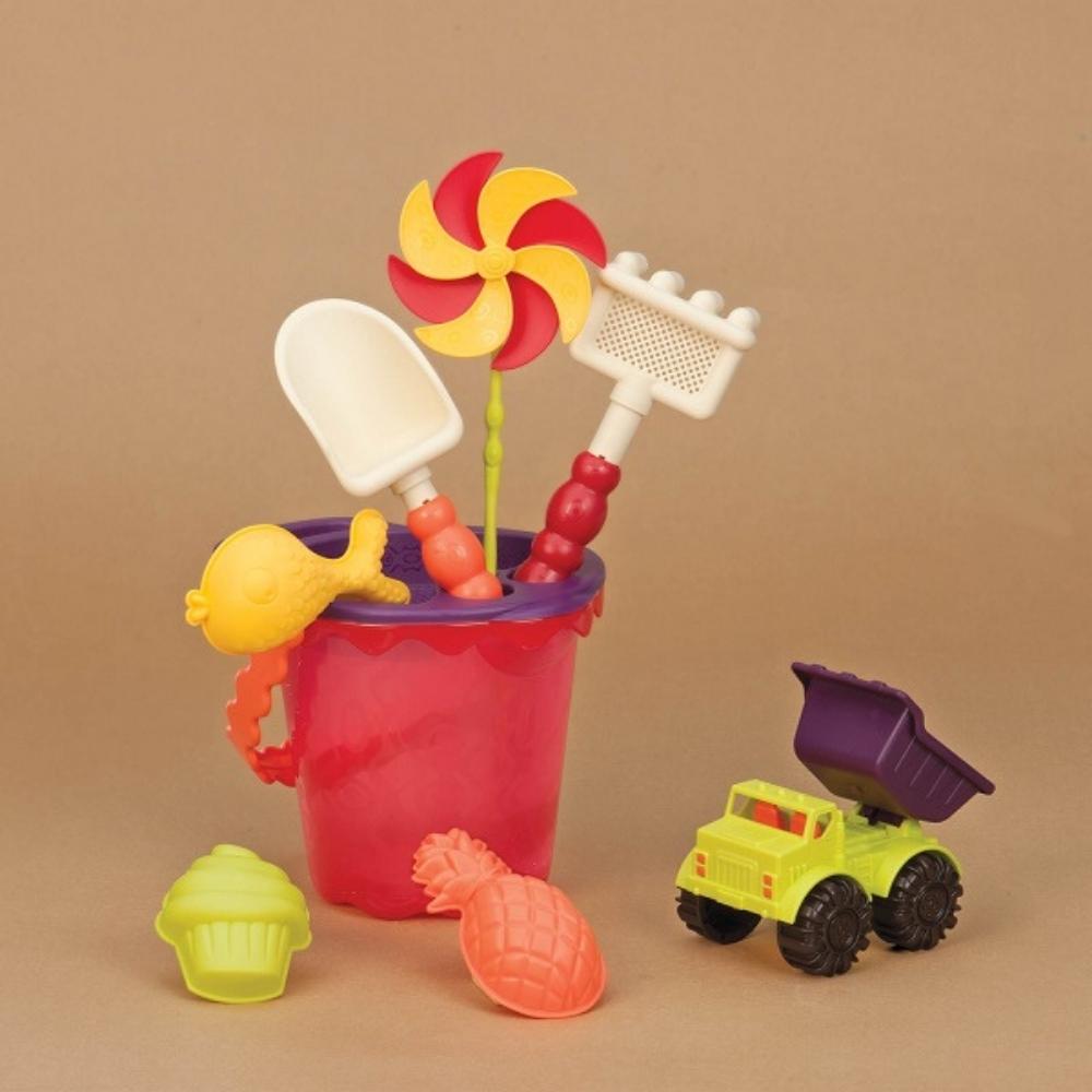 B.Toys Wiaderko z akcesoriami do piasku Czerwone