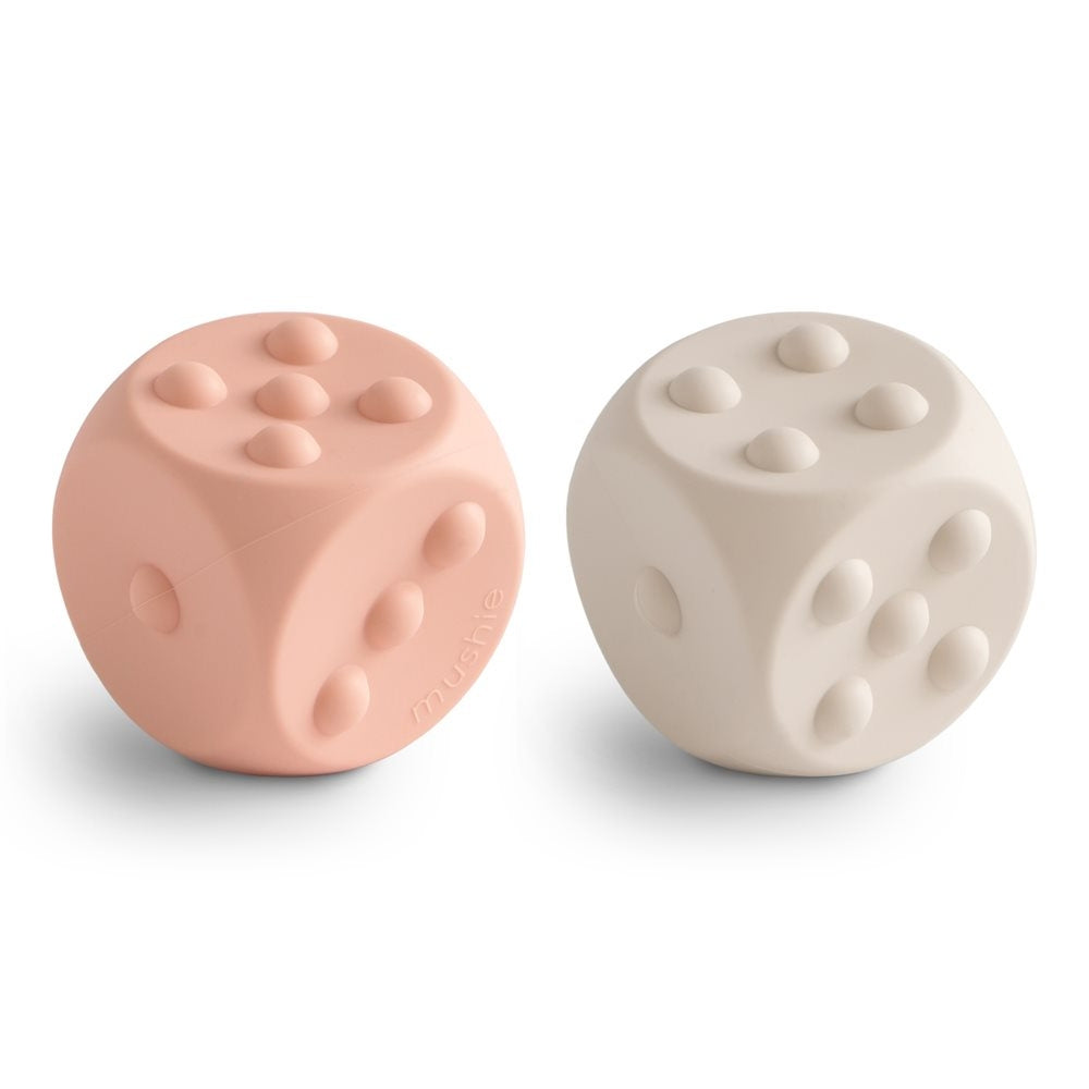 Mushie Zabawka sensoryczna Press Toy Kostka 2-pack Blush/Shifting Sands