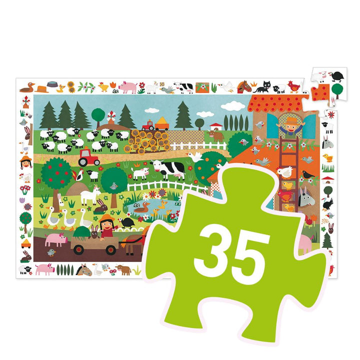 Djeco Puzzle dla dzieci obserwacyjne Farma 35 el.