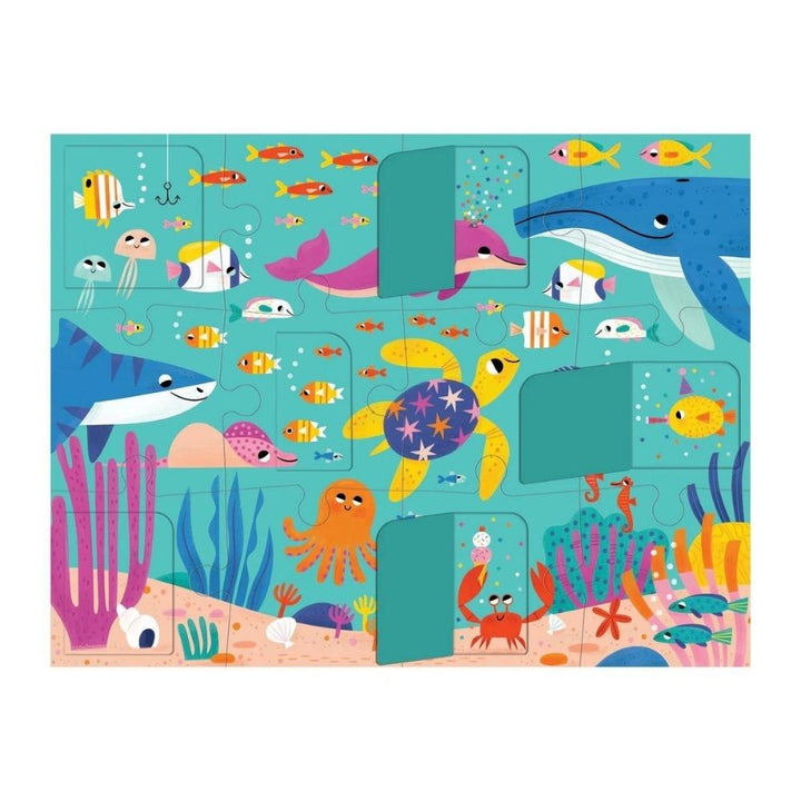 Mudpuppy Puzzle z okienkami Przyjęcie w oceanie 12 elementów