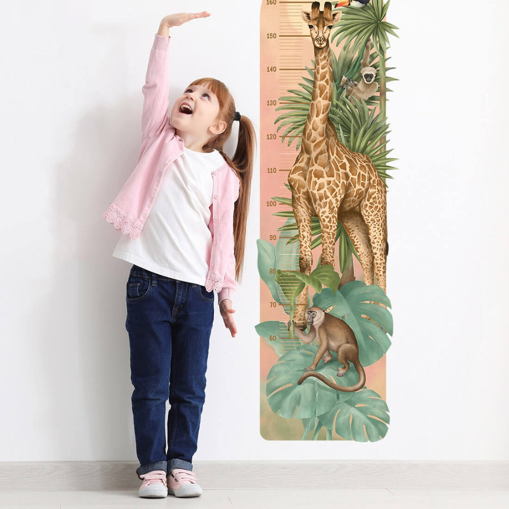 PASTELOVELOVE naklejki na ścianę dla dzieci miarka wzrostu safari