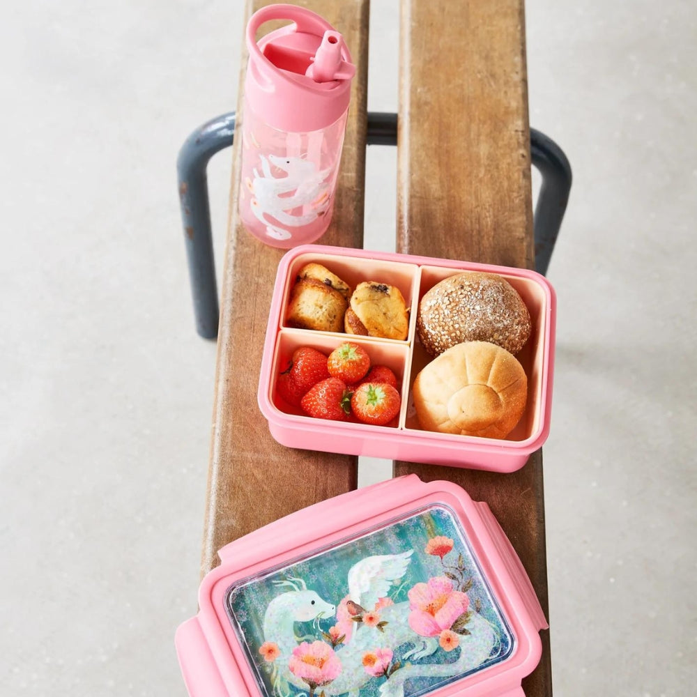 Petit Monkey bidon dla dziecka fairytale dragon peony pink