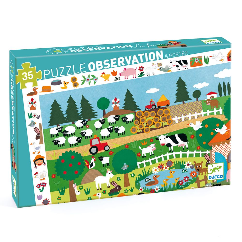 Djeco Puzzle dla dzieci obserwacyjne Farma 35 el.