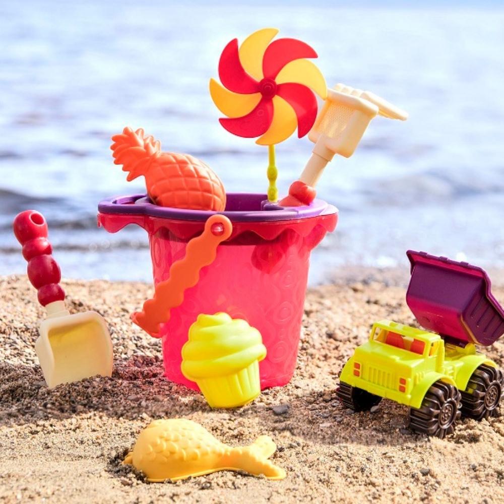 B.Toys Wiaderko z akcesoriami do piasku Czerwone