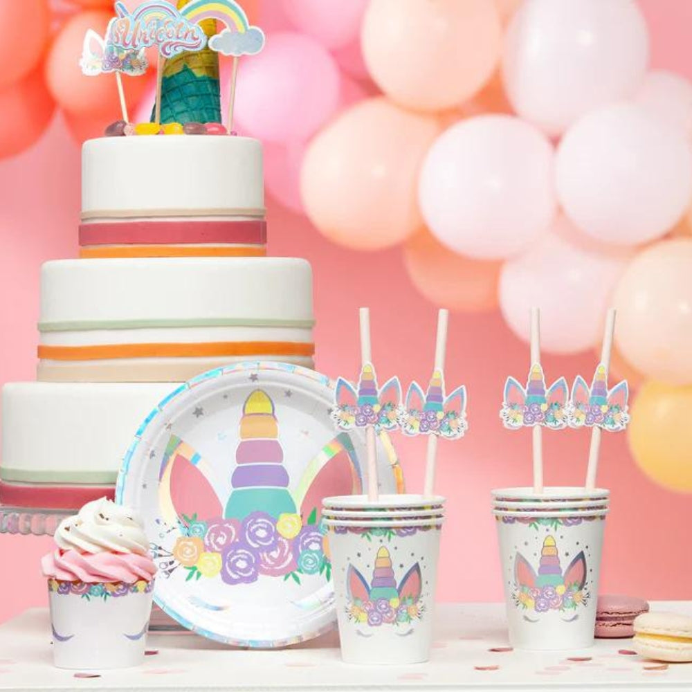 Partypal Talerzyki papierowe Jednorożec 18cm 6szt.