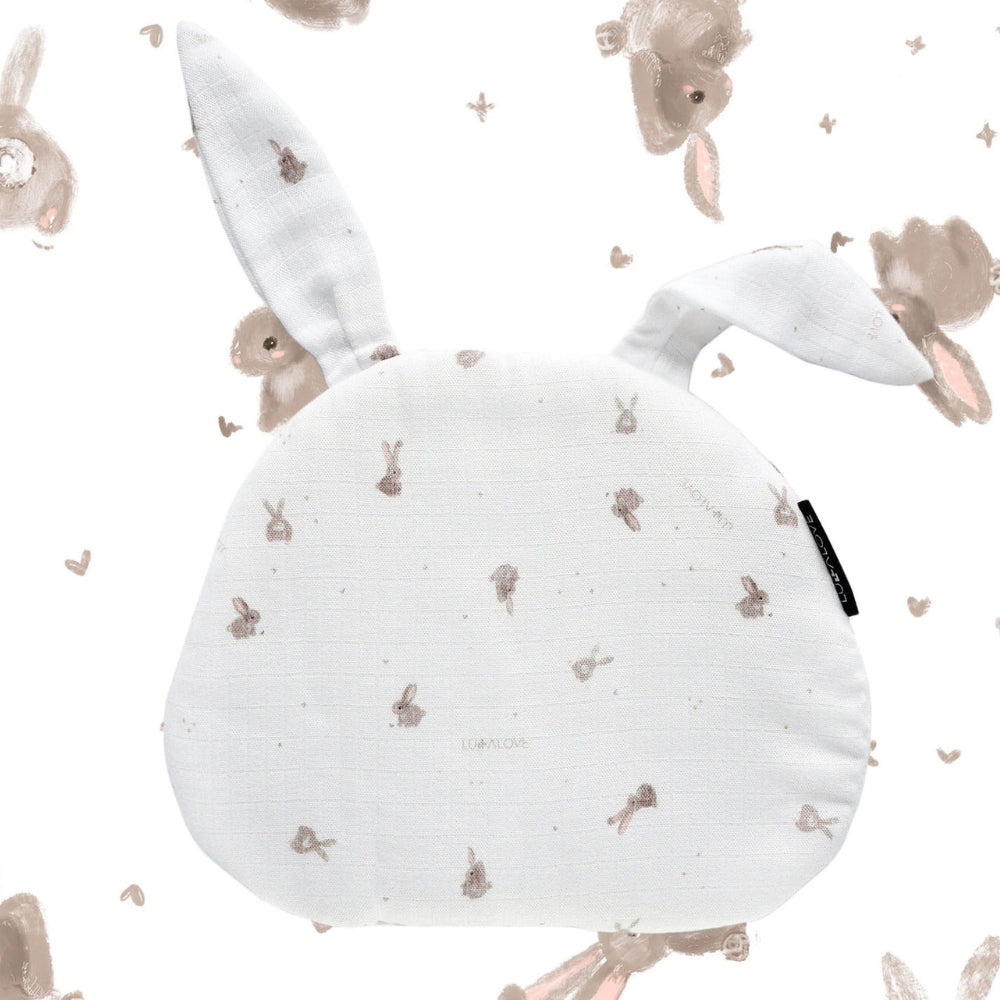 LullaLove Poduszka dla niemowlaka z uszami Beżowe króliczki