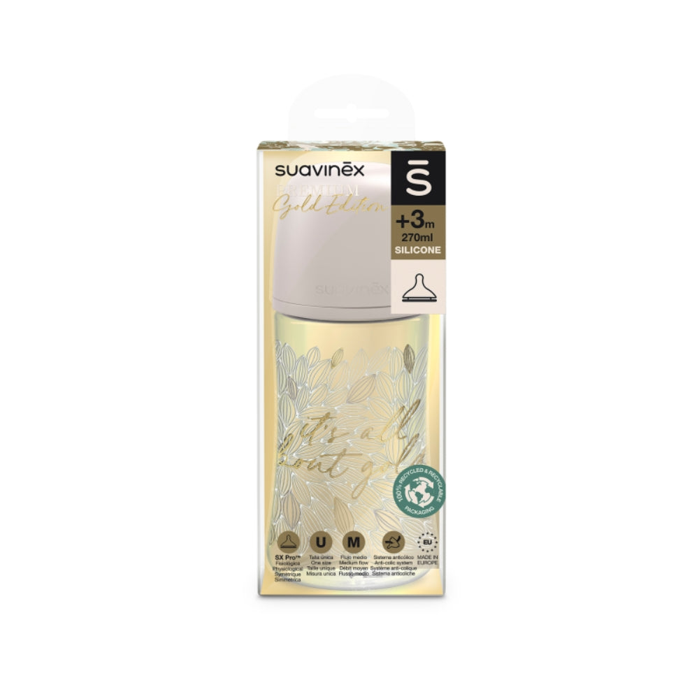 Suavinex Butelka dla niemowląt SX Pro Gold Premium Szara 270 ml