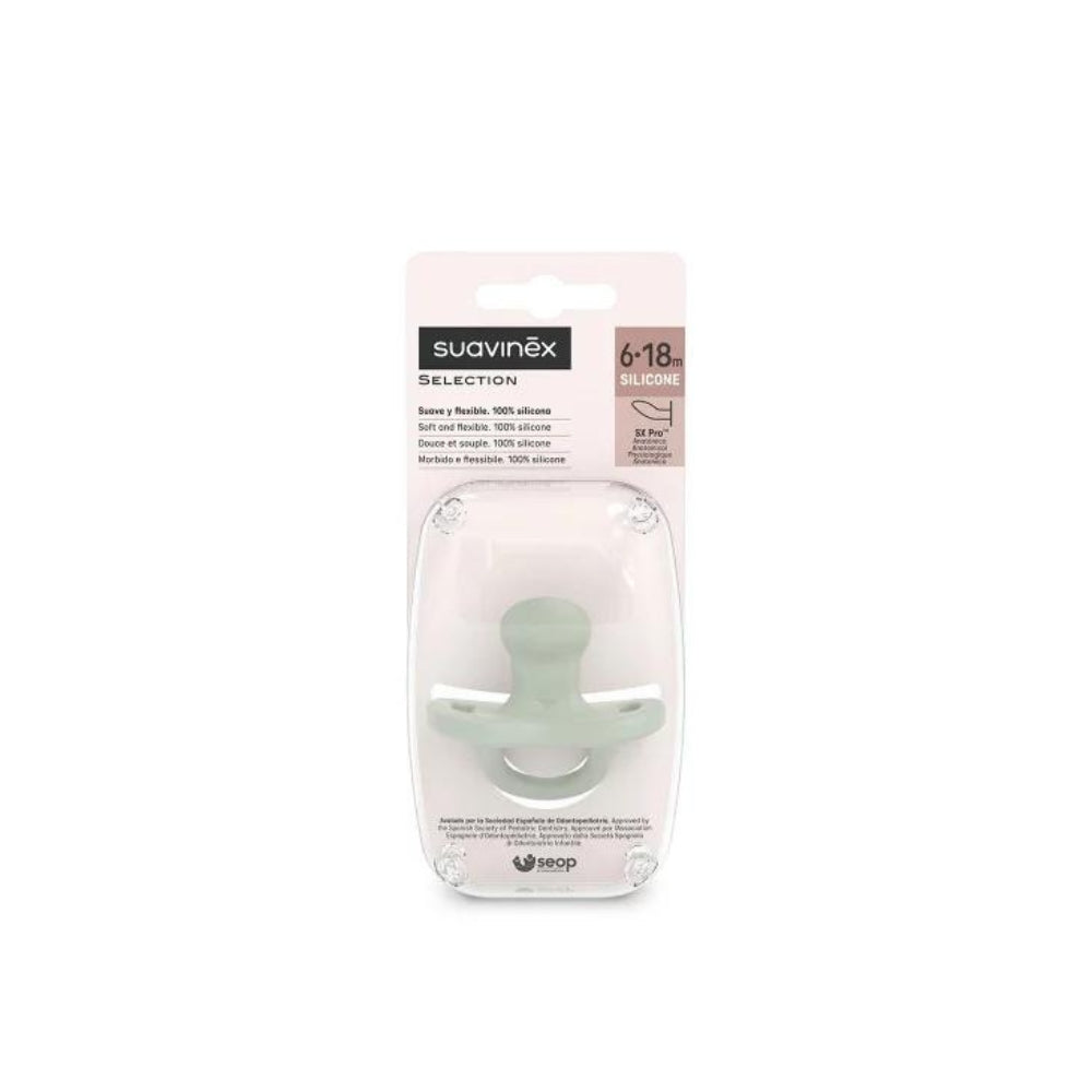 Suavinex Silikonowy Smoczek dla niemowlaka anatomiczny SX Pro Colour Essence Niebieskim 6-18m