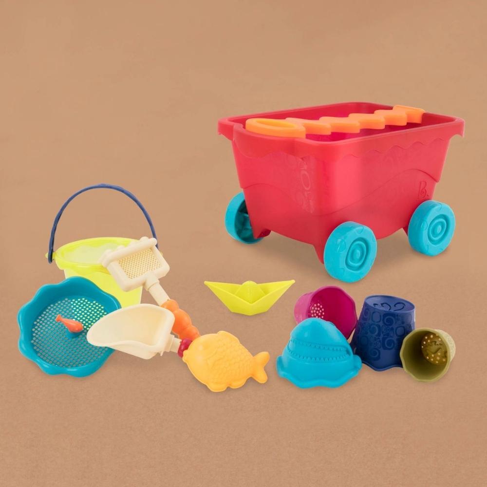 B.Toys Wózek-wagon z akcesoriami plażowymi czerwony transparentny