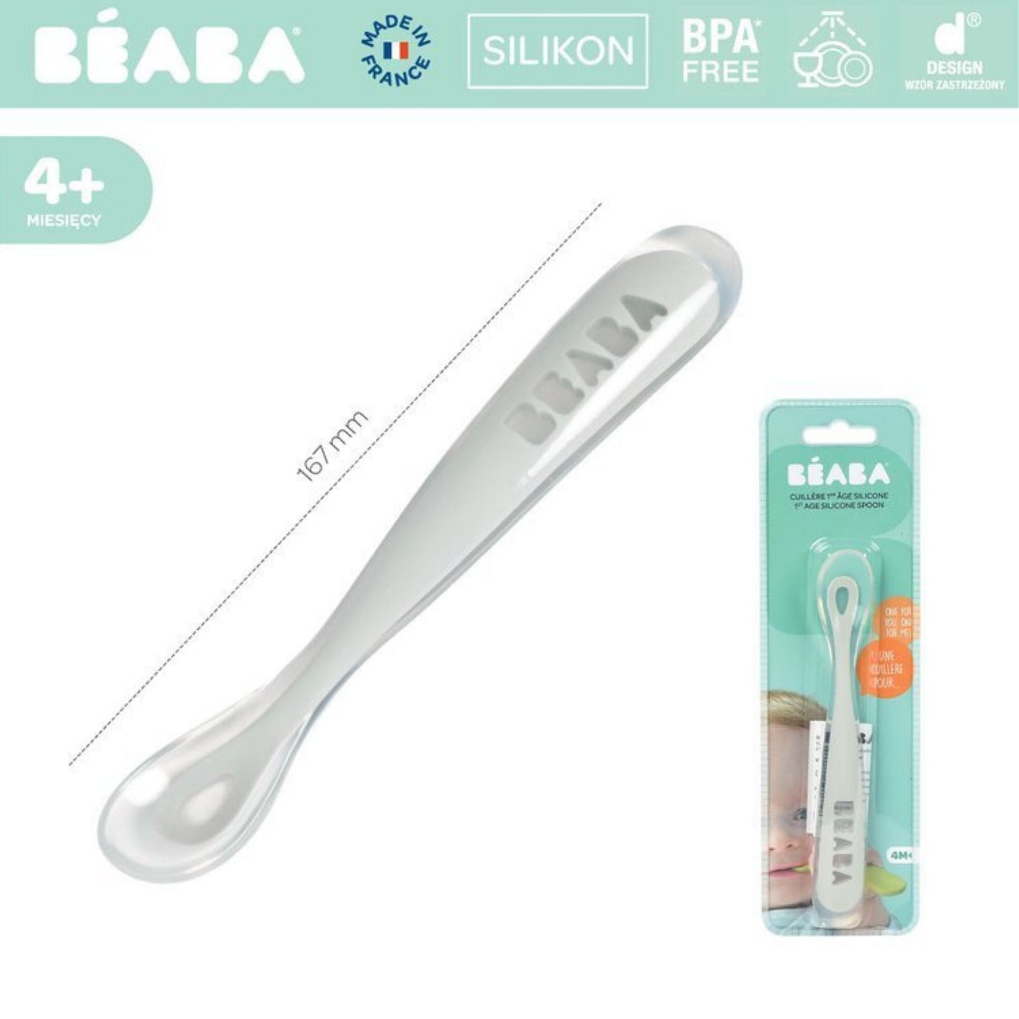 Beaba Łyżeczka silikonowa light mist 4m+