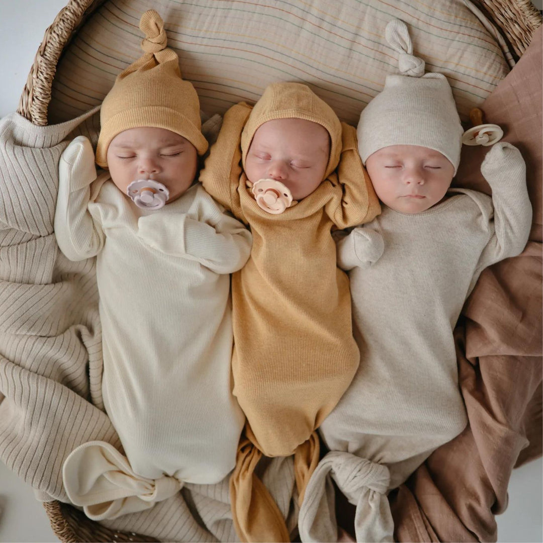 Mushie Pajacyk niemowlęcy wiązany 0-3 m Beige Melange
