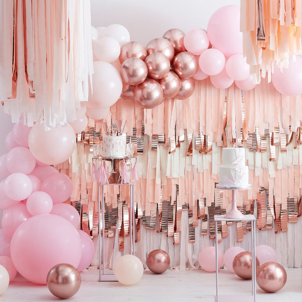 Gingerray balony foliowe Double Layered Pink and Rose Gold Confetti Balloons
