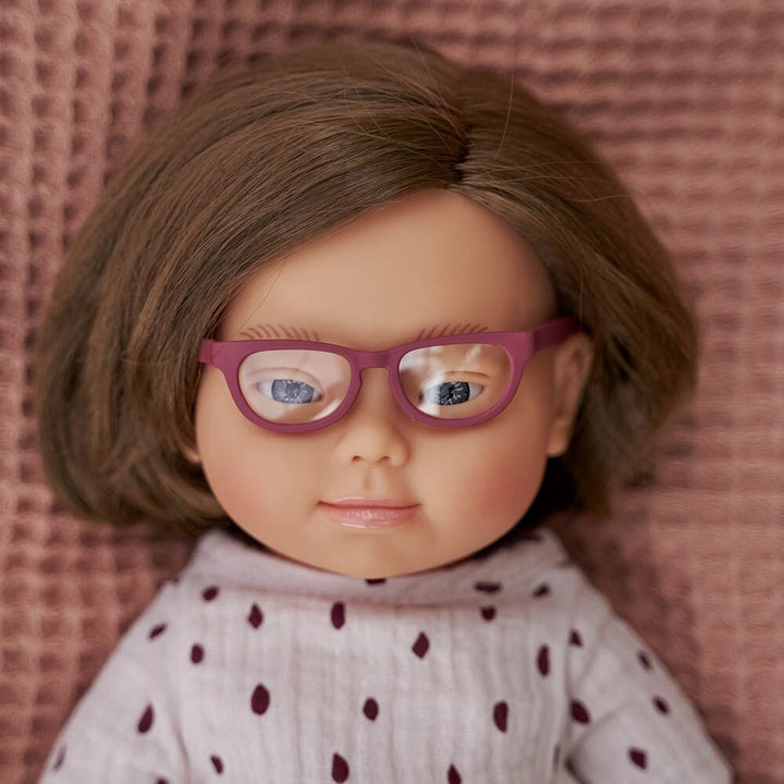 Miniland Lalka dziewczynka Europejka DS z okularami 38cm Doll - 4kidspoint.pl