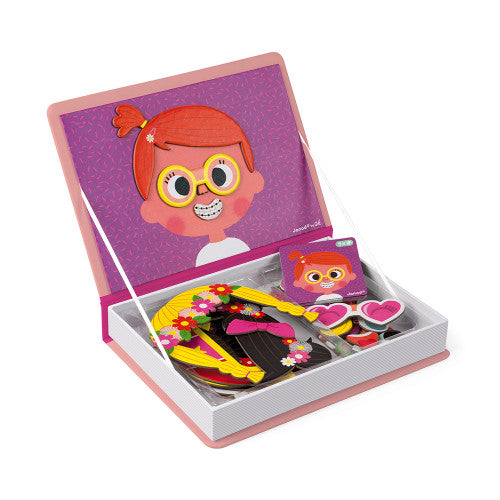 Janod Magnetyczna układanka Magnetibook śmieszne buzie dziewczynka - 4kidspoint.pl
