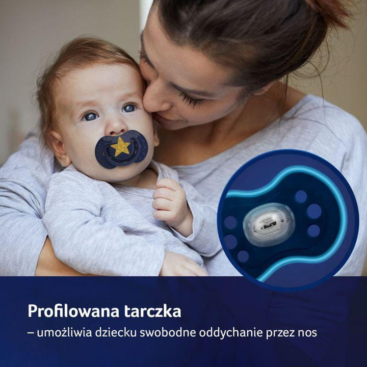 LOVI Smoczek silikonowy dynamiczny 0-3m 2 szt Stardust blue - 4kidspoint.pl