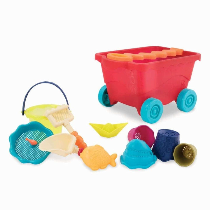 B.Toys Wózek-wagon z akcesoriami plażowymi czerwony transparentny