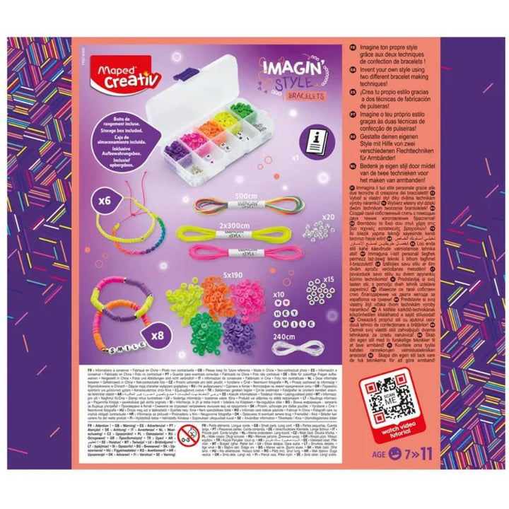 Maped Creativ Zestaw do robienia bransoletek dla dzieci 16 bransoletek w neonowych kolorach