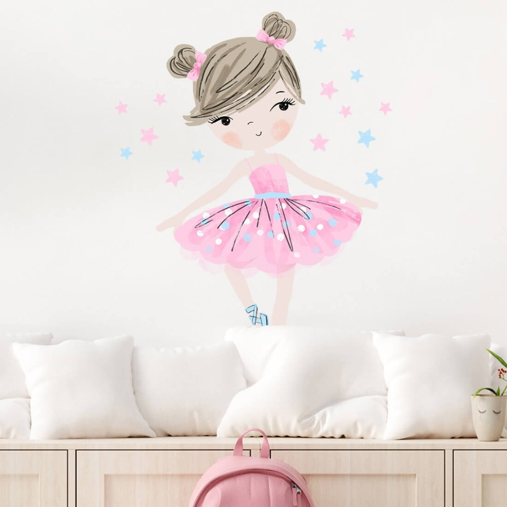 PASTELOVELOVE naklejki na ścianę dla dzieci baletnica różowa