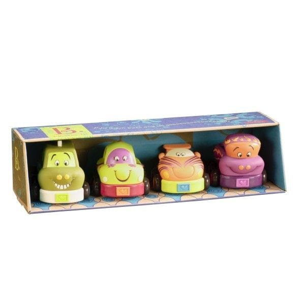 B.Toys Zestaw 4 miękkich autek z napędem Wheeee-ls seledyn i oliwka