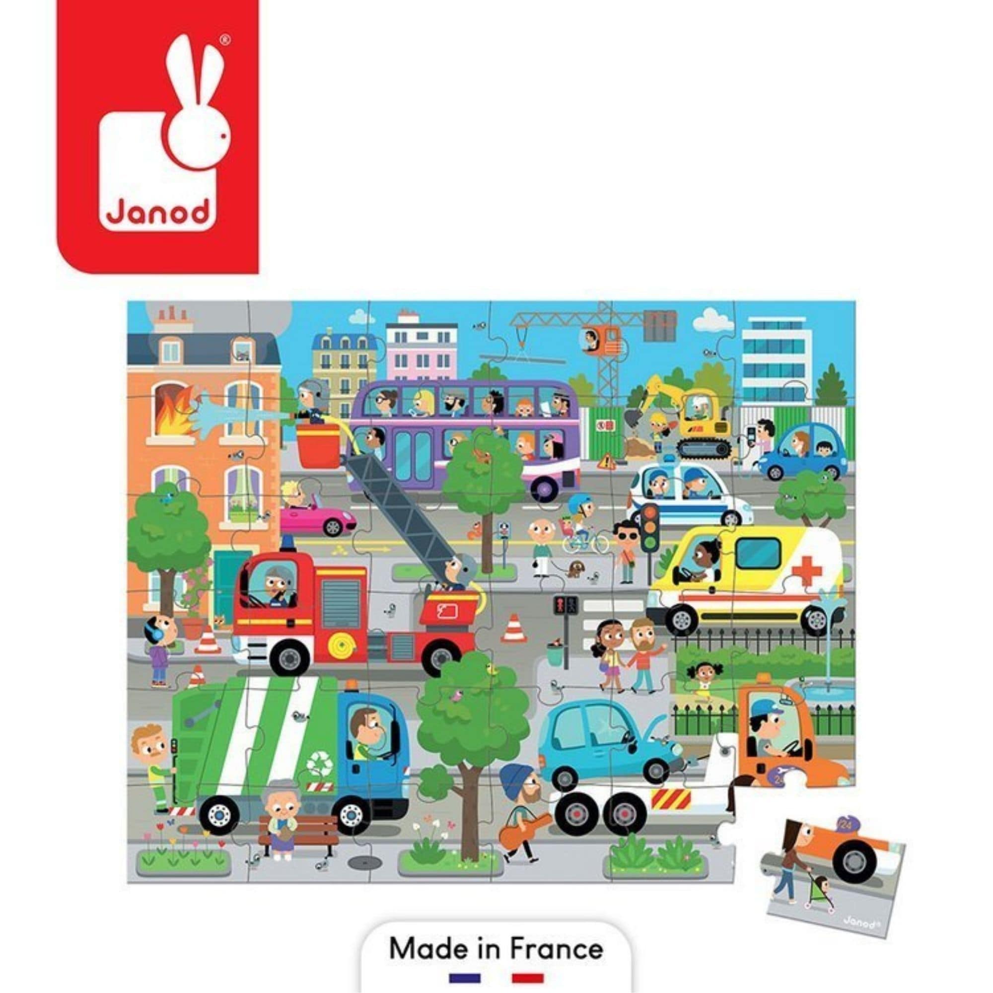 Janod Puzzle w walizce Miasto 36 elementów 4+ - 4kidspoint.pl