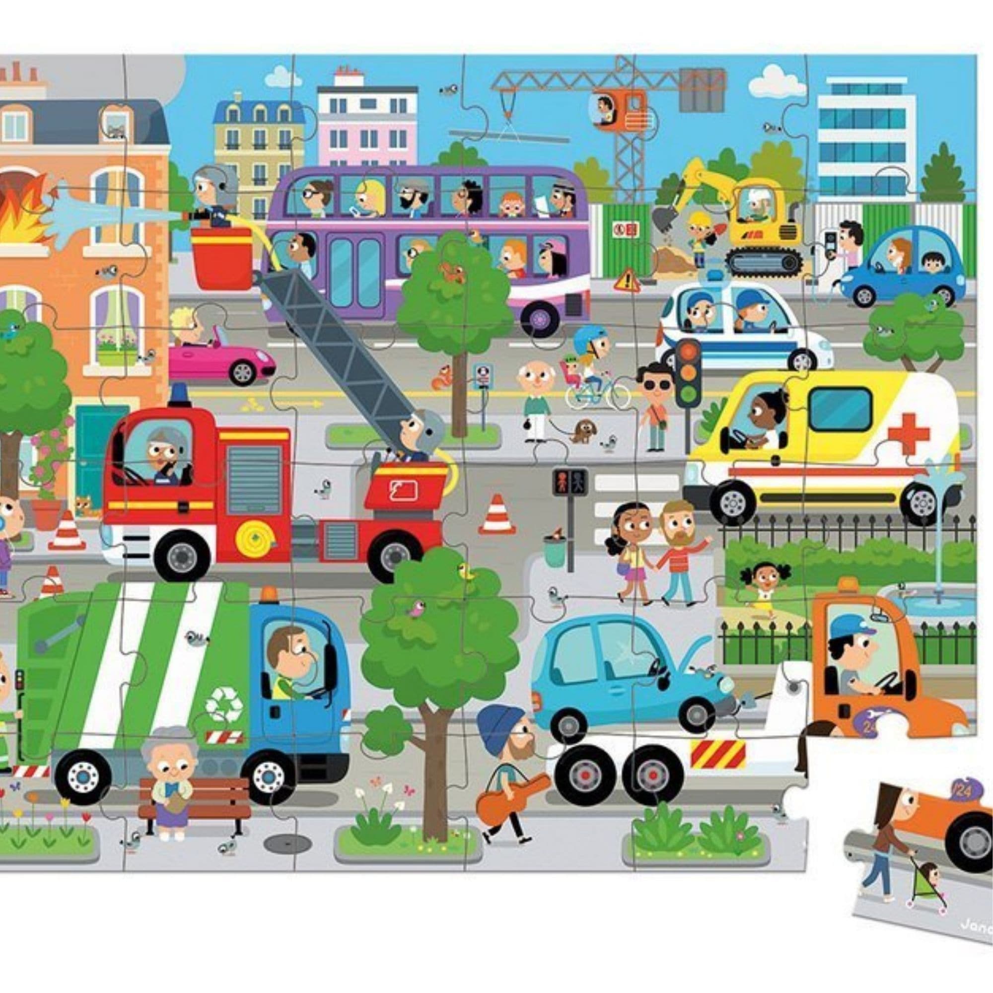 Janod Puzzle w walizce Miasto 36 elementów 4+ - 4kidspoint.pl