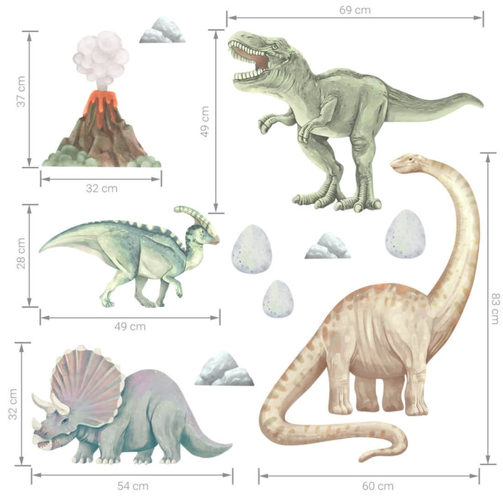 PASTELOVELOVE naklejki na ścianę dla dzieci dinozaury I