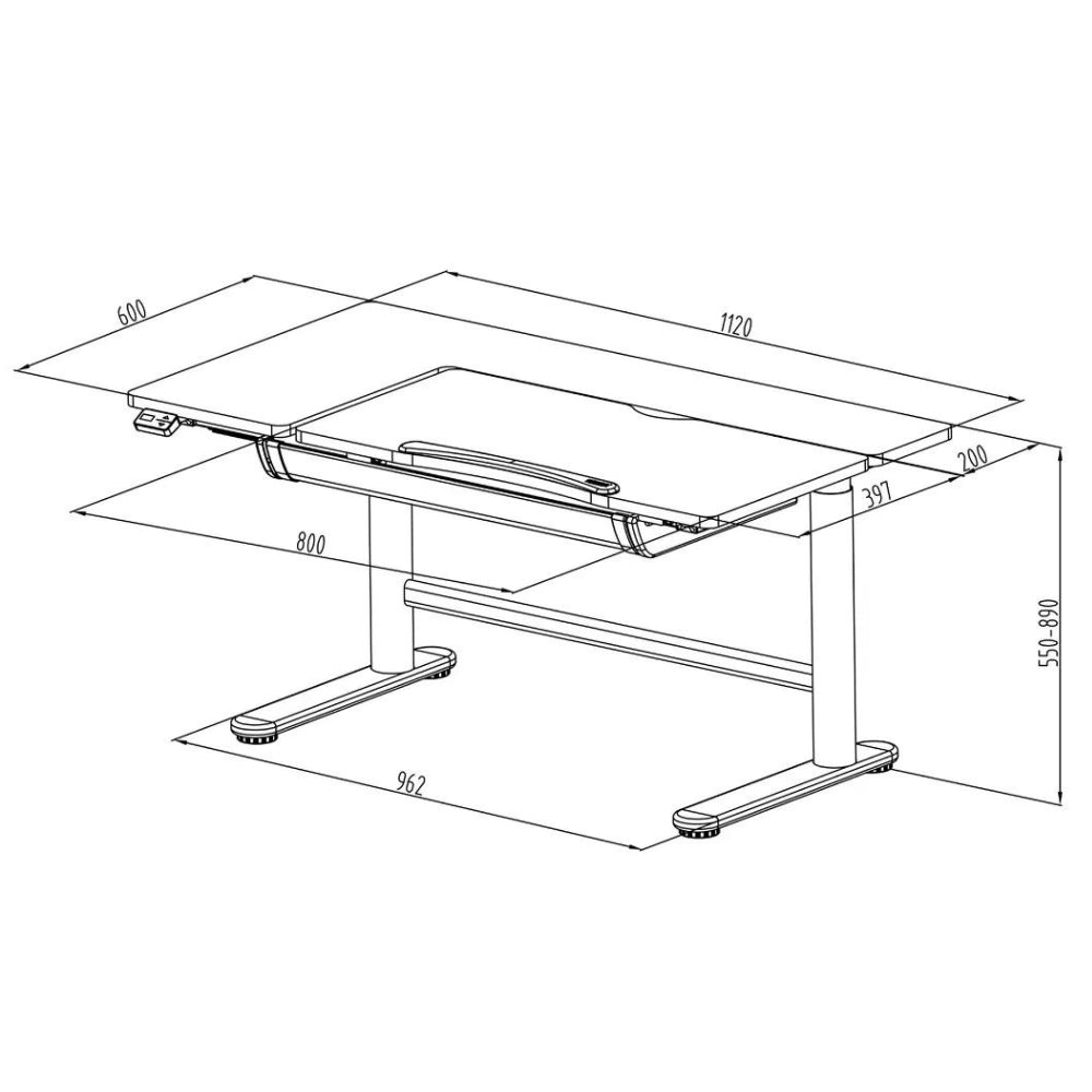 Spacetronik Elektryczne biurko dla dziecka z półką XD 112x60 cm (białe)