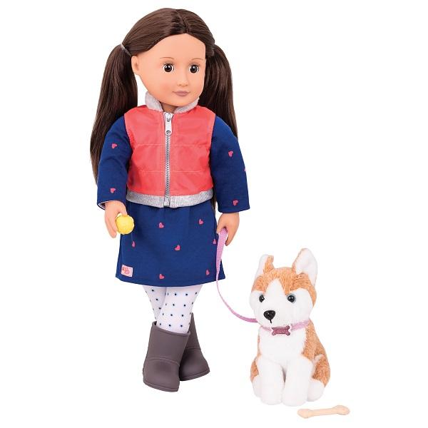Our Generation Lalka LESLIE 46cm ze szczeniakiem rasy Husky - 4kidspoint.pl