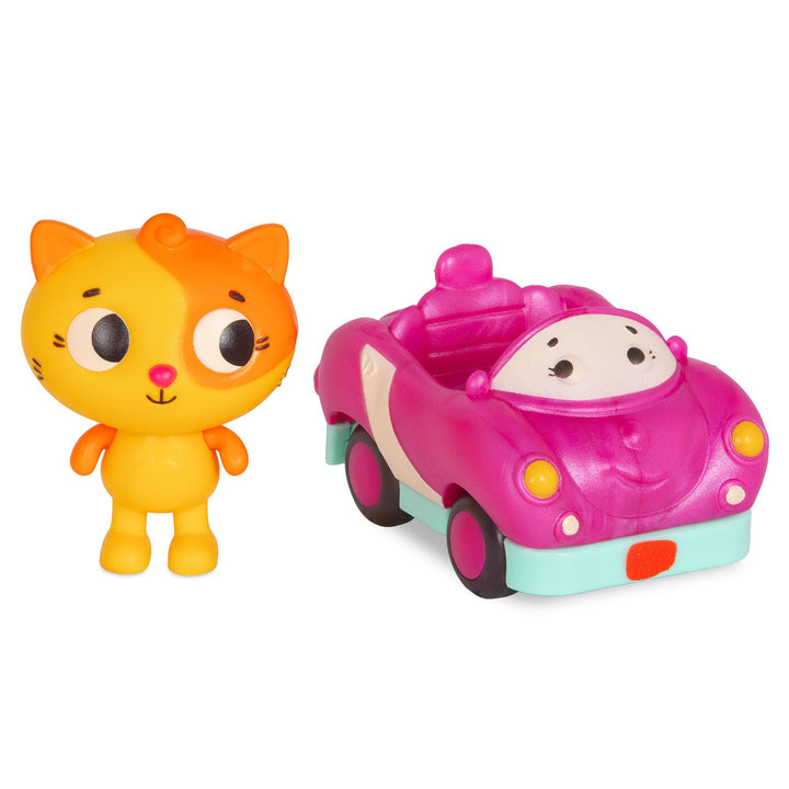 B.Toys seria Land of B. Miękkie autko sensoryczne wyścigówka z kotkiem